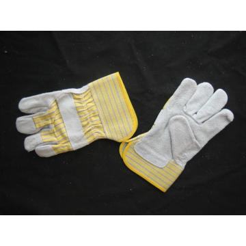 Cow Split Leather Palm Work Glove with Cotton Back